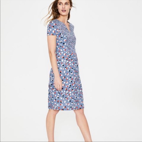 Boden Dresses & Skirts - Boden Dress Emory Jersey Sheath Periwinkle Blue Polka Dot Women's Size 8R